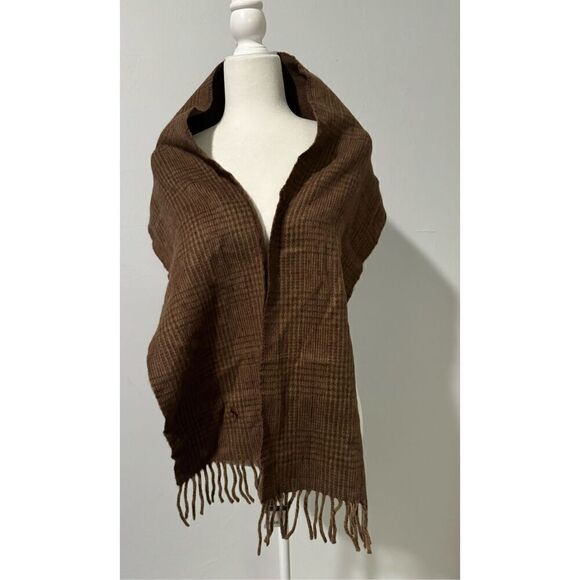 Ralph Lauren NWT Virgin Wool blend brown scarf  pony logo - Picture 1 of 7